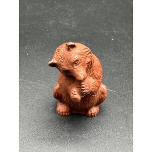 Vintage Plastic Bear Figurine Brown Sitting Animal Figure Miniature Woodland‎